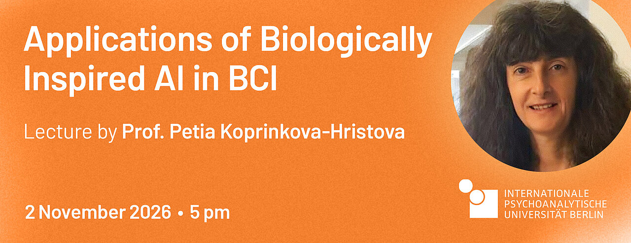 Banner presenting a portrait of Prof. Petia Koprinkova-Hristova and information about her lecture at IPU Berlin on 2 November 2026